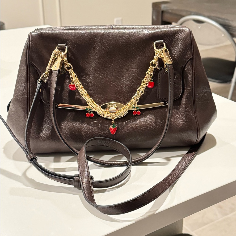 Coach Brown Leather Madison Madeline East/West Satchel Bag - Picture 5 of 8